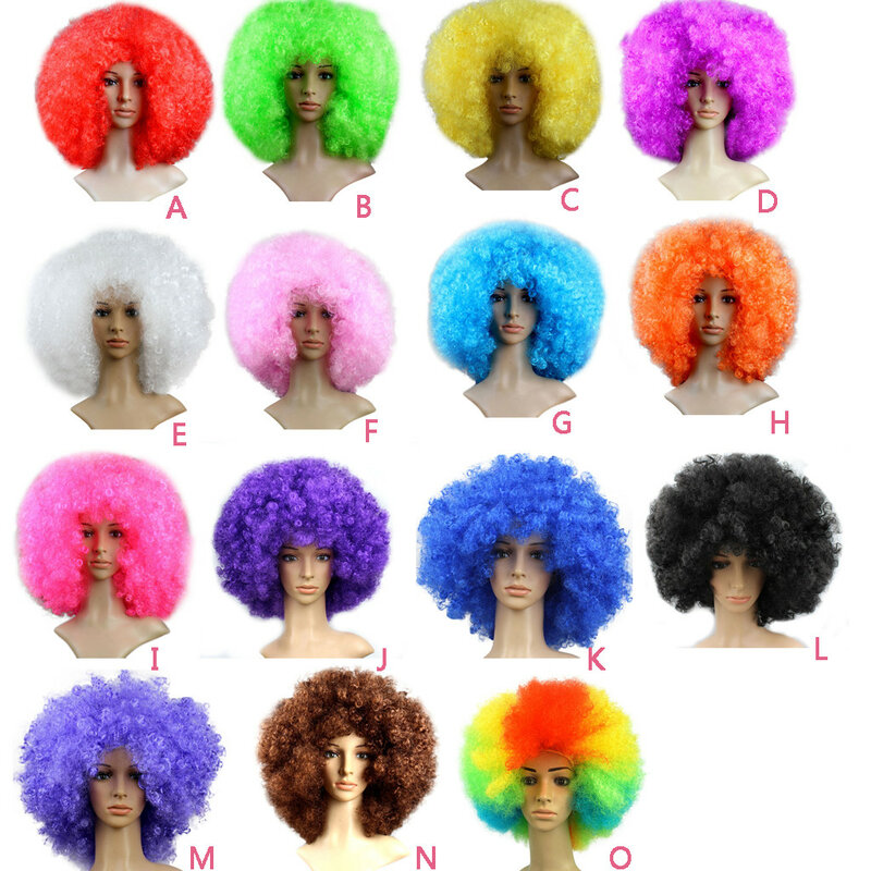 Party Performance Wavy Disco Funny Afro Clown Hair Football Fan-Adult Afro Masquerade Curly Clown Hair Wig Cosplay Hair Kid Gift