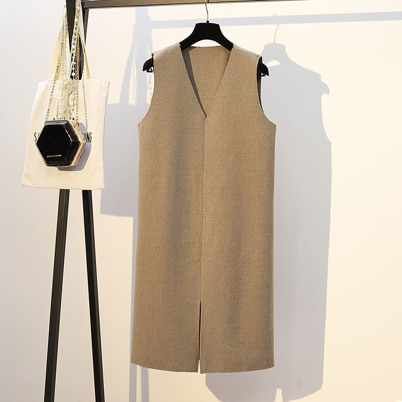 Модный новый стиль 5XL на осень и зиму для шоу в иностранном стиле для полных сестер тонкий трикотаж шерстяное платье комплект из двух предме...