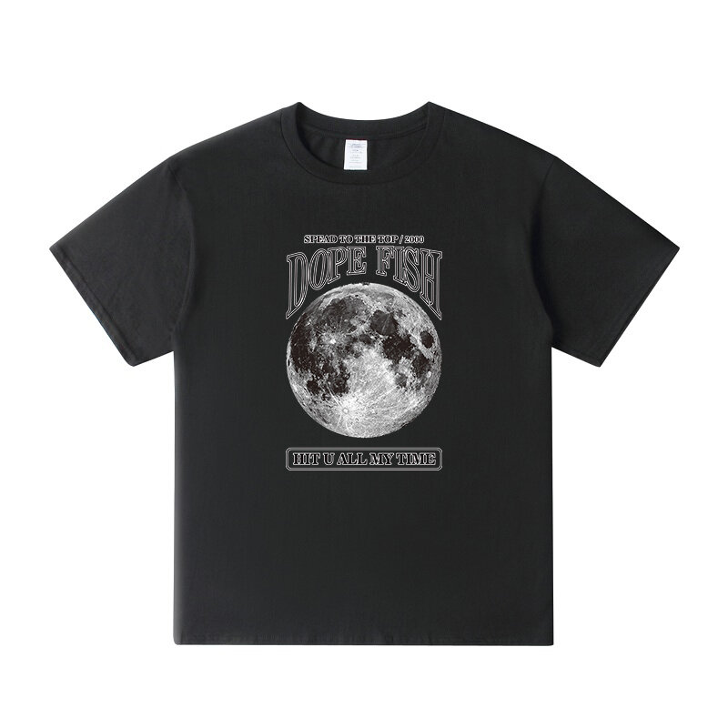 To the moon 티셔츠 남성 스트리트웨어 캐주얼 힙합 여름 패션 반팔 O 넥 코튼 하라주쿠 티셔츠, 남성 스트리트웨어
