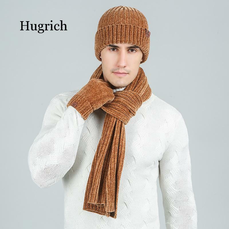 Sciarpa calda autunno e inverno cappello guanto tre pezzi tinta unita maglia lana cappello colletto abito