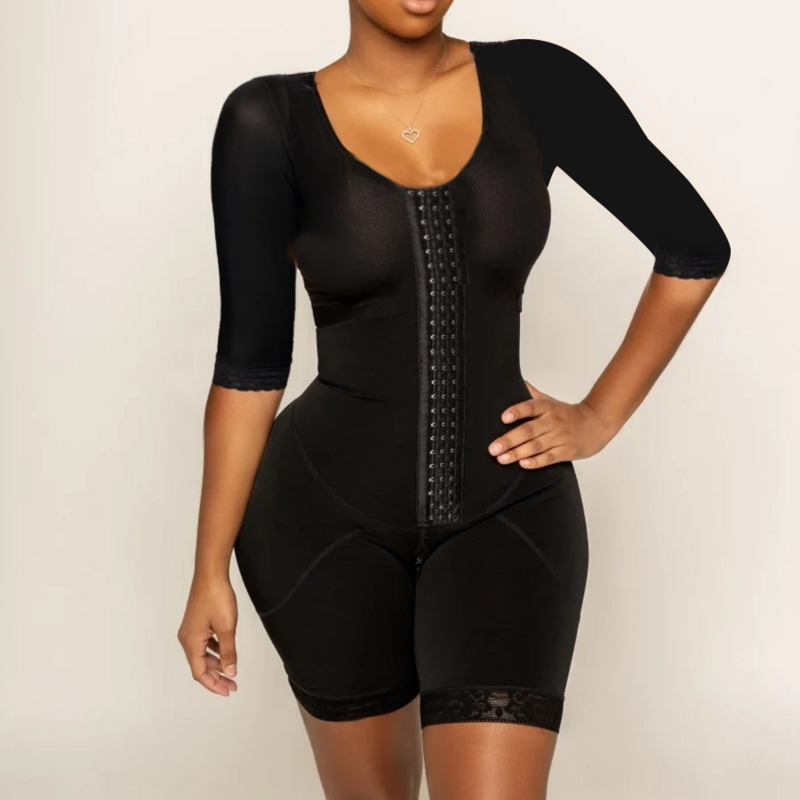 2020 Pure Color Shapewear New Breasted One-piece Shapewear High Compression Faja Long Sleeve Waist Trainer