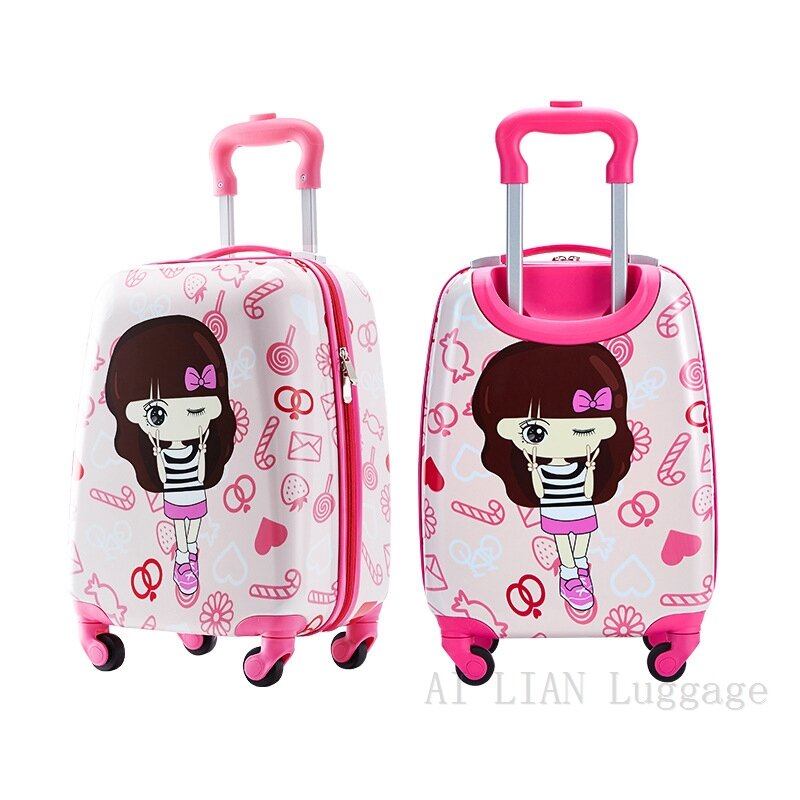 18 inch Cartoon kinder reise koffer auf rädern Kabine tragen auf Trolley gepäck tasche Roll gepäck kinder geschenk