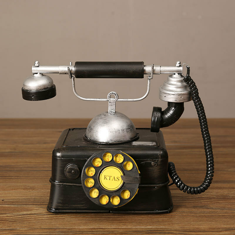 Teléfono Vintage de decoración para el hogar, modelo Vintage, juego de Teléfono de Dial giratorio Retro europeo, hecho a mano, accesorios de teléfono de hierro antiguo