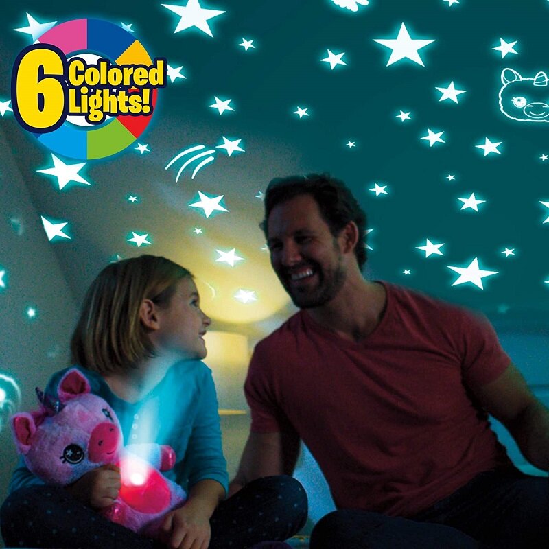 Einhorn Plüsch Spielzeug mit Sternen Projektor Star Bauch Traum Nacht Lichter Stofftier Tröstlich DollStar Sky Lampe Kinder Geschenk