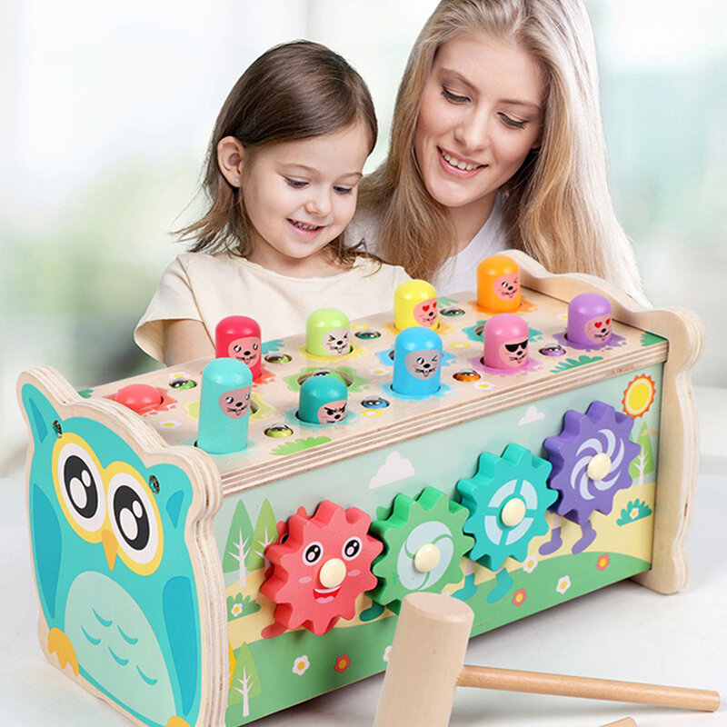 Wooden Hammering Pounding Bench Toys 3-5Year Old Kids Early Educational Xylophone Fishing Magnetic Toys Best Birthday Present