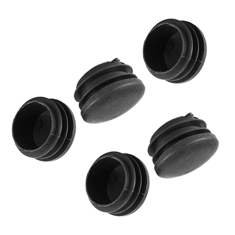 Tapas de extremo Blanking de plástico negro, 35mm de diámetro, inserto de tubo redondo, 5 uds.