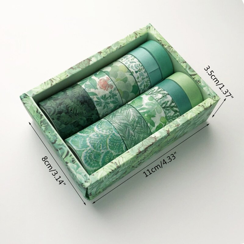 12Pcs/Set Green Plant Washi Tape Solid Color Masking Tape Decorative Adhesive Tape Sticker Scrapbooking Diary Stationery