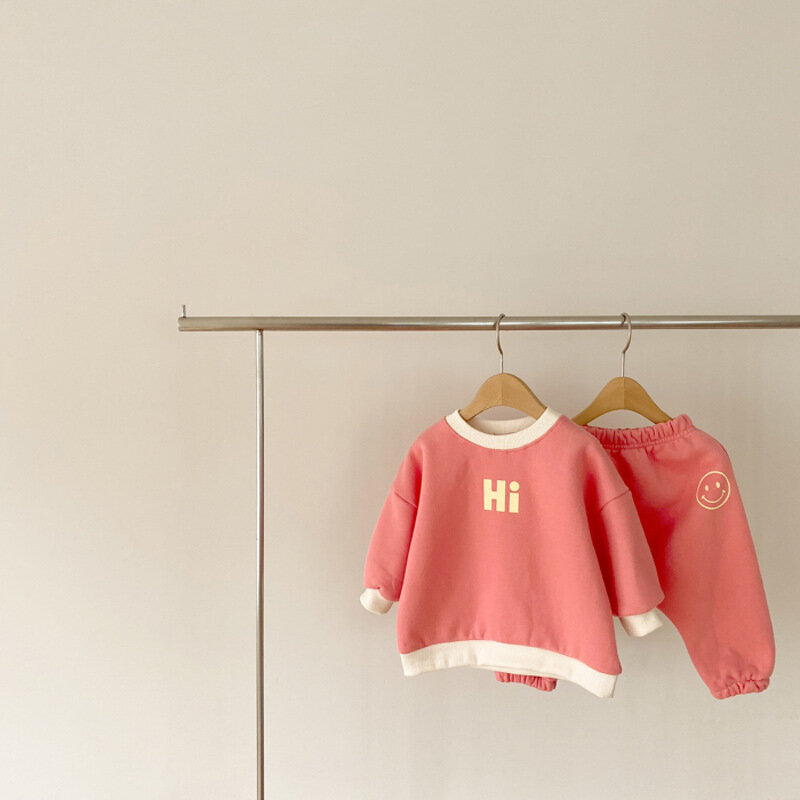 Set Baju Bayi Musim Semi Baru 2022 Baju Sweter Print Huruf Mode Atasan + Celana Setelan Baju Olahraga Anak Perempuan Baru Lahir