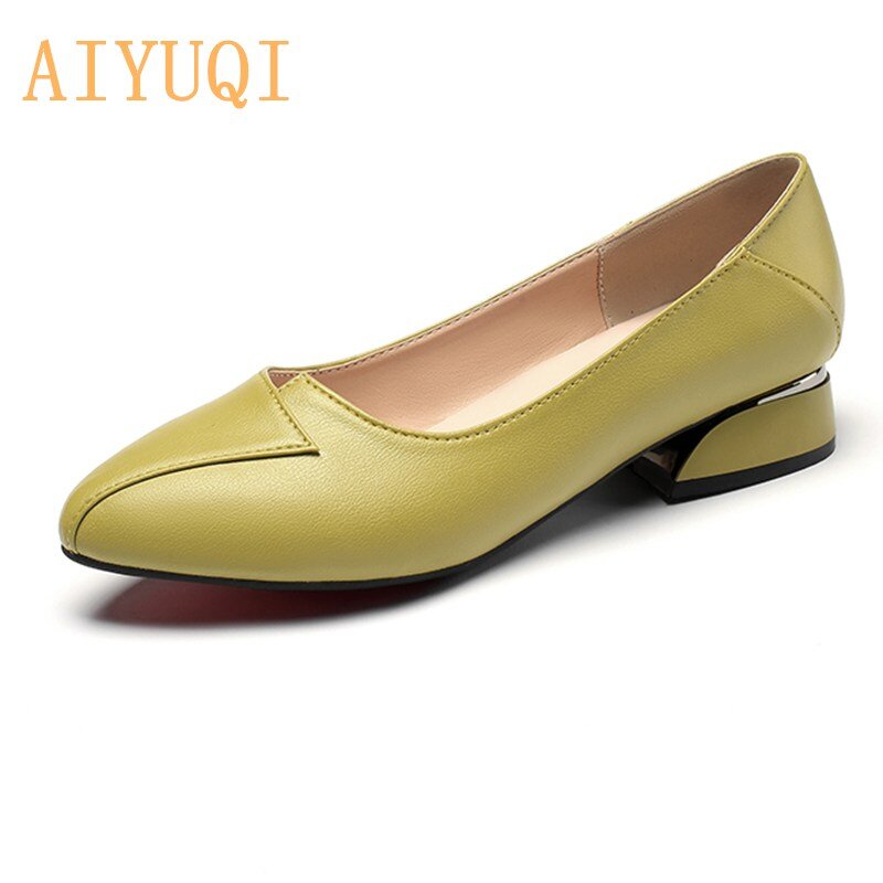 AIYUQI النساء الأحذية الرسمية منتصف كعب 2022 جديد أحذية النساء الربيع حجم كبير 35-43 4 ألوان المهنية مكتب أحذية النساء