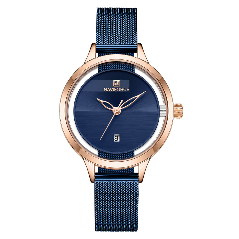 NAVIFORCE – montre à Quartz en acier inoxydable pour femmes, Top marque de luxe, mode Simple, étanche, Date, montre-bracelet