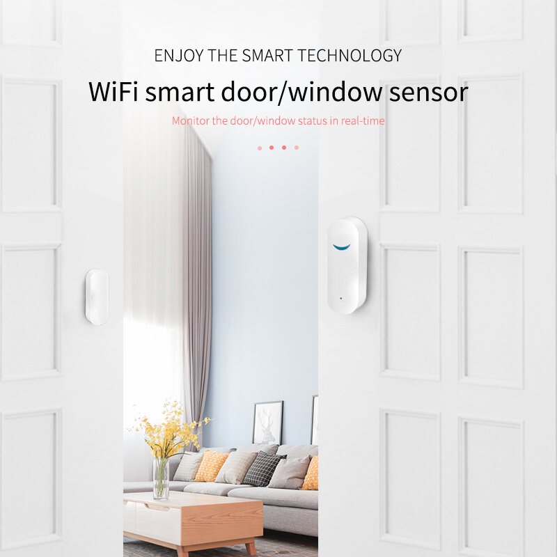 Tuya Smart WiFi Sensor Pintu Pintu Terbuka/Tertutup Detektor Switch Jendela Sensor Smart Home Smart Hidup Peringatan Keamanan Keamanan alarm