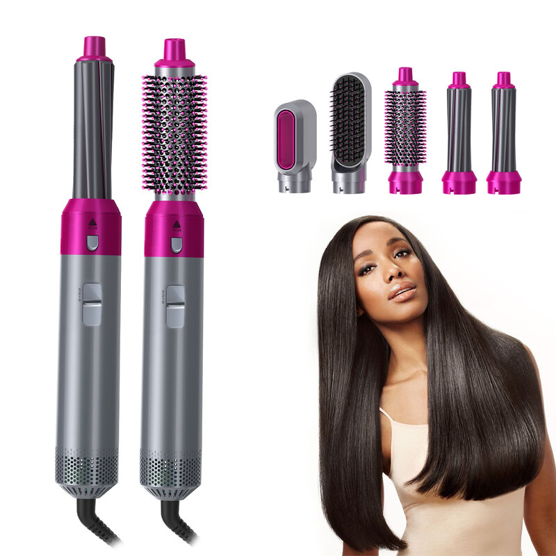 5 In 1 Hair Dryer Hot Air Brush Styler and Volumizer Hair Straightener Curler Comb Negative Ion One Step Hair Dryer Brush 2021