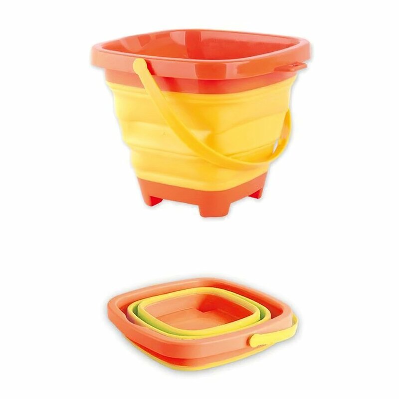 Brinquedo de plástico macio dobrável balde crianças brinquedos balde portátil verão praia água multifuncional balde telescópica