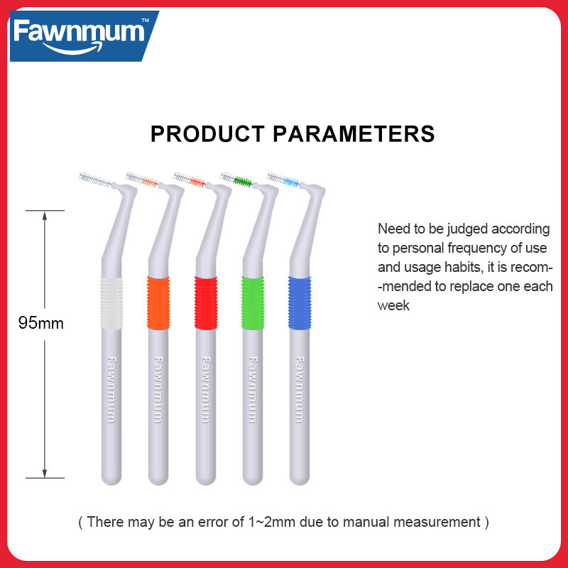 Fawnmum-cepillo de dientes Dental para adultos, 0,6-1,2mm, tipo L, herramienta de odontología, cuidado Dental, herramientas de ortodoncia Oral