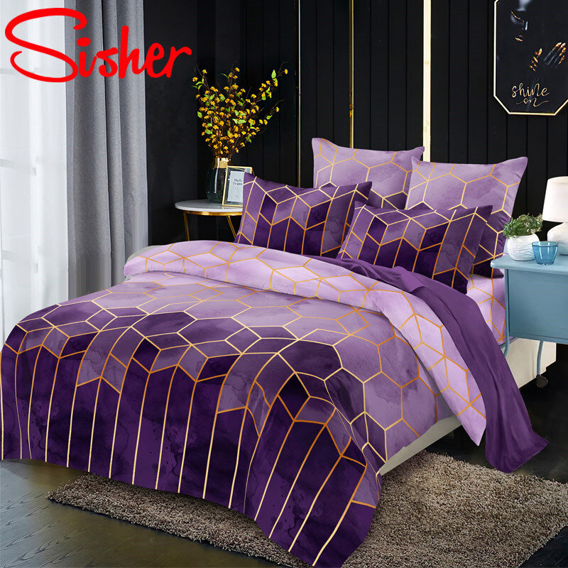 Комплект постельного белья с геометрическим рисунком, пододеяльник и наволочка в скандинавском стиле размера King Size