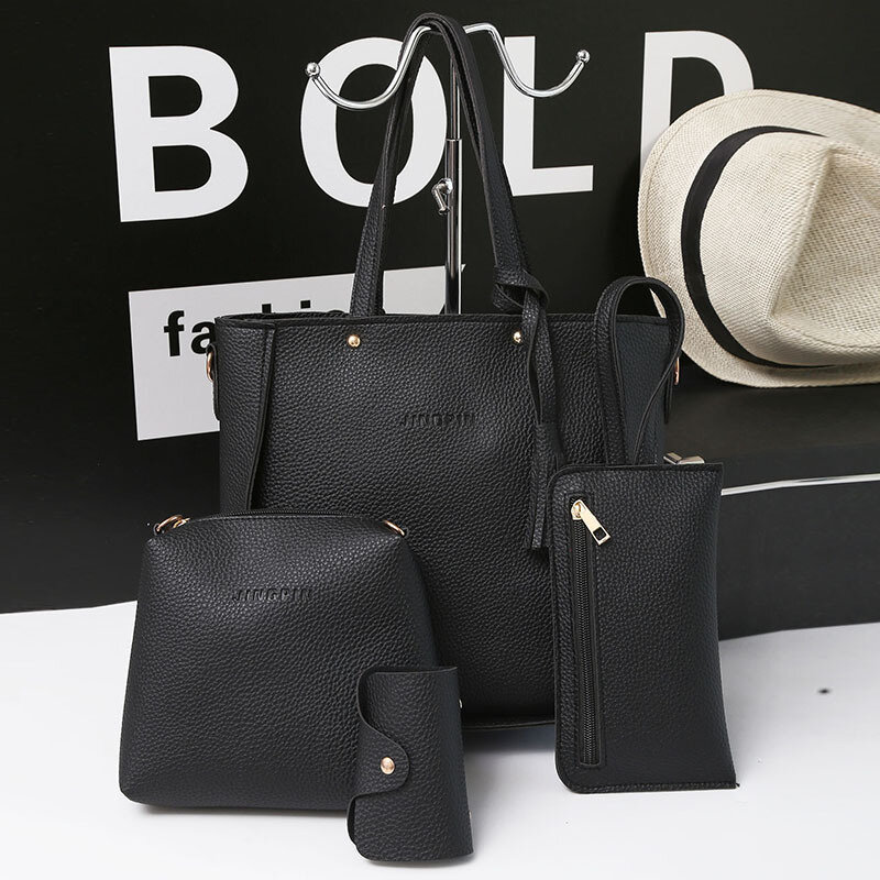 4 pz/set donne composito borse Litchi in pelle nappa Crossbody Bag 2022 moda femminile Messenger borse pochette