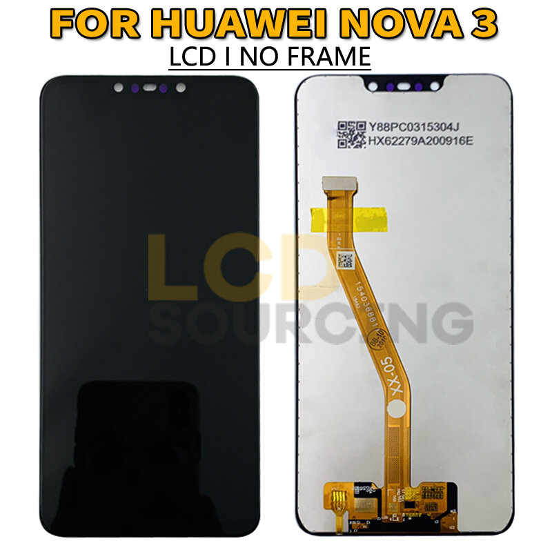 6.3 "LCDสำหรับHuawei Nova 3 LCD PAR LX1 LX9หน้าจอสัมผัสแผงDigitizerสำหรับNova 3iจอแสดงผลเปลี่ยนINE-LX2 LX1