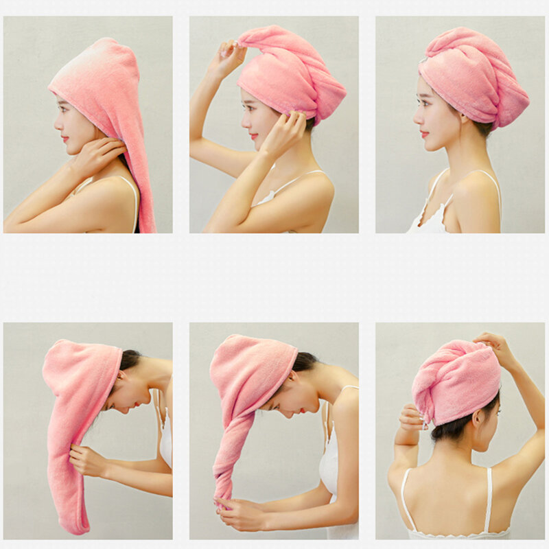 Women Girl Towels Bathroom Microfiber Towel Rapid Drying Hair Towel Magic Shower Cap Lady Turban Head Wrap For Home