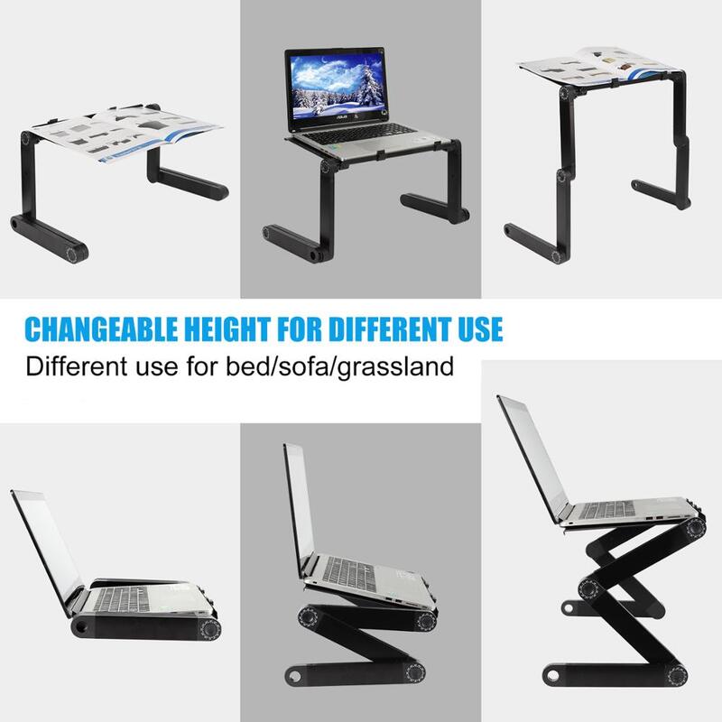 Mesa de ordenador portátil ajustable para cama, soporte ergonómico para Notebook, Lapdesk, bandeja con alfombrilla de ratón
