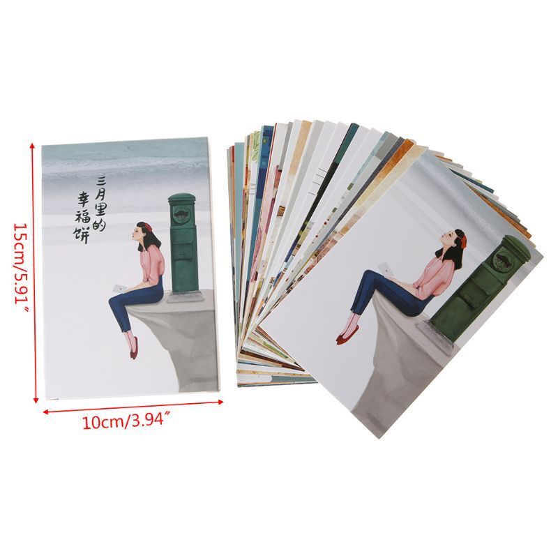 30 hojas de pinturas Happyness, Postales Retro Vintage, tarjetas de regalo de Navidad, póster de deseos