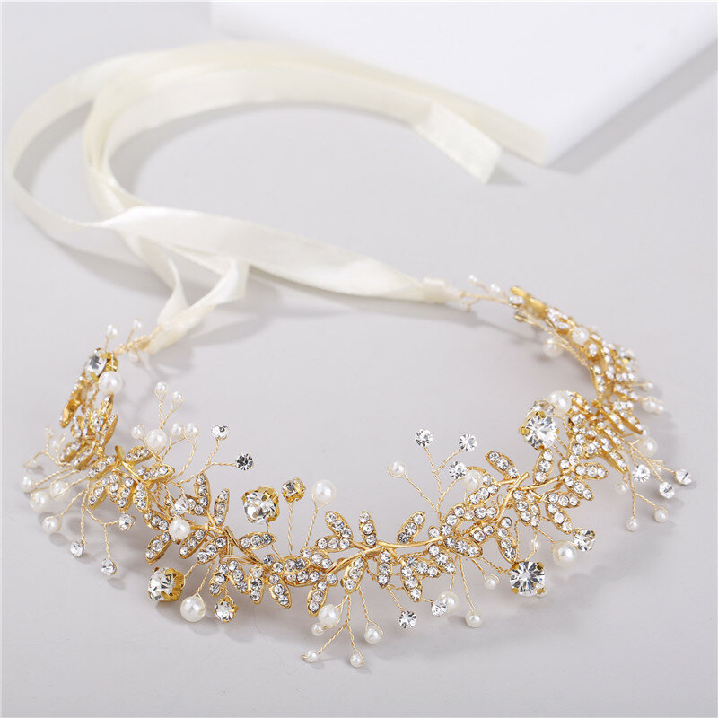 Decorazione degli accessori del vestito da sposa della cinghia del diamante della perla della lega fatta a mano da sposa 2021