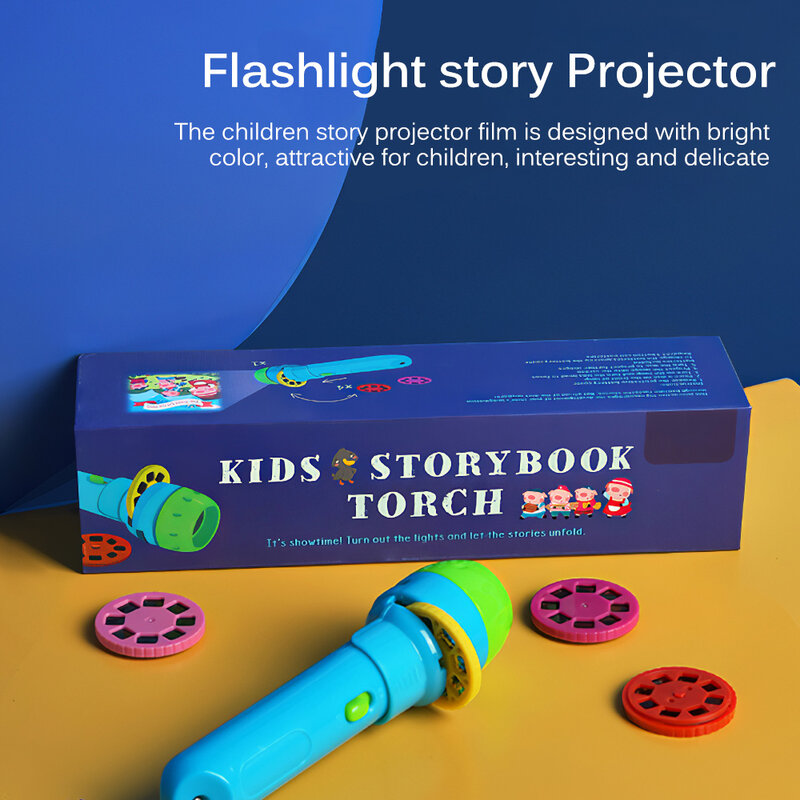 Proyector de caleidoscopio para niños, juguetes educativos de aprendizaje, lámpara luminosa de disco de película, luz nocturna