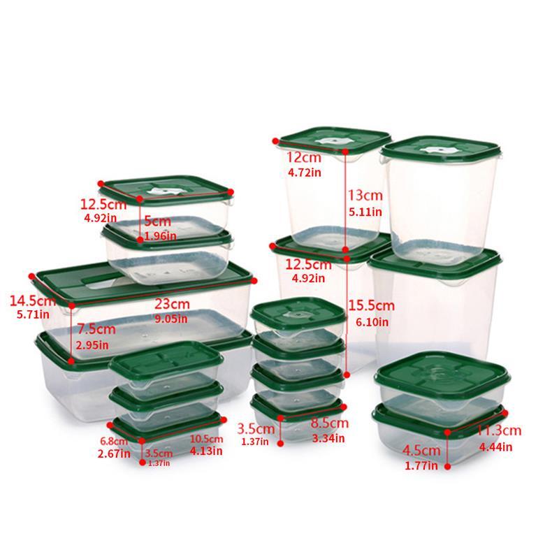 17 pçs/set Geladeira Caixa De Armazenamento De Alimentos Recipiente de Alimento Plástico Microondas Almoço Cozinha Cozinha Organizador Assosseries Caindo