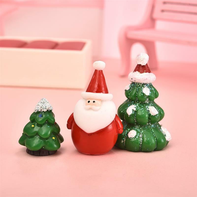 Caja de regalo de Terrario de Papá Noel, figuritas de jardín de hadas, Decoración de casa de muñecas, accesorios de árbol de Navidad en miniatura, 1-7 unids/set por Set