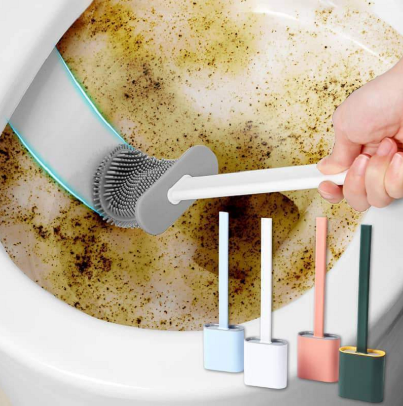 Conjunto de escova de silicone para banheiro e escova de limpeza do vaso sanitário com suporte para escova, conjunto de escova para limpeza do dia das mães