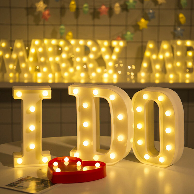 Creative Alphabet LED letter lights light up white plastic letters stand hanging N-Z Party Wedding Home Decoration