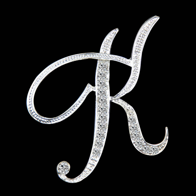 Broche con letras de A-Z para hombre y mujer, broche con diamantes de imitación, cristal, Color plateado, alfileres de Metal, accesorios de joyería, regalo de Navidad, novedad de 2021