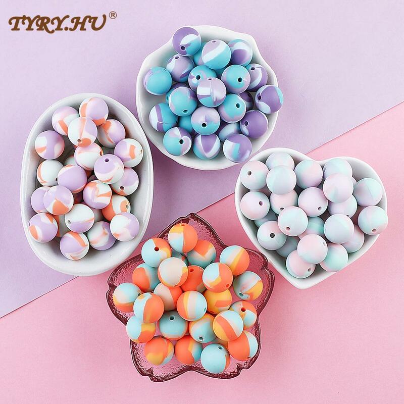 TYRY.HU Newest 200Pcs 12mm/15mm Silicone Beads BPA Free Baby Teething Pacifier Chain Bead silicone rodents