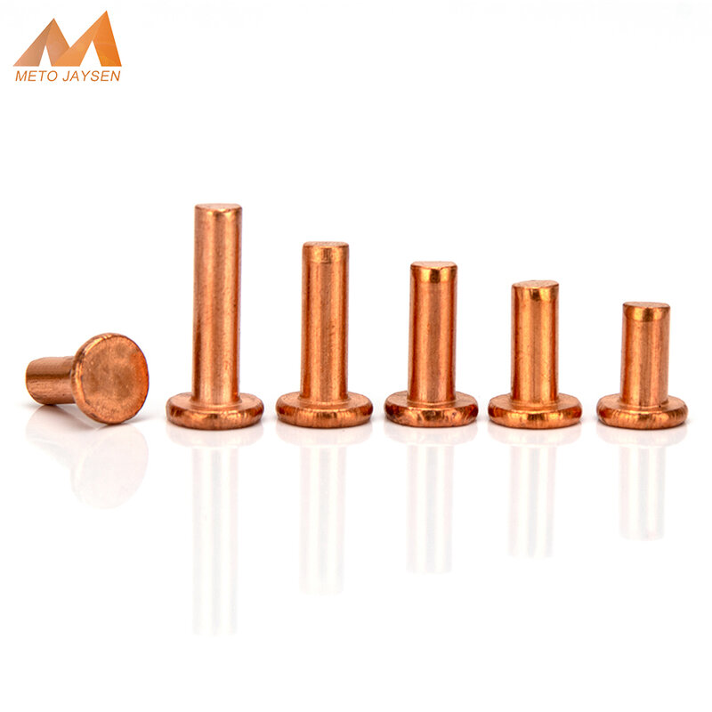M2.5-M3 bronze cabeça plana rebite m2.5 m3 cobre rebites sólidos fixadores parafuso comprimento 3mm-25mm