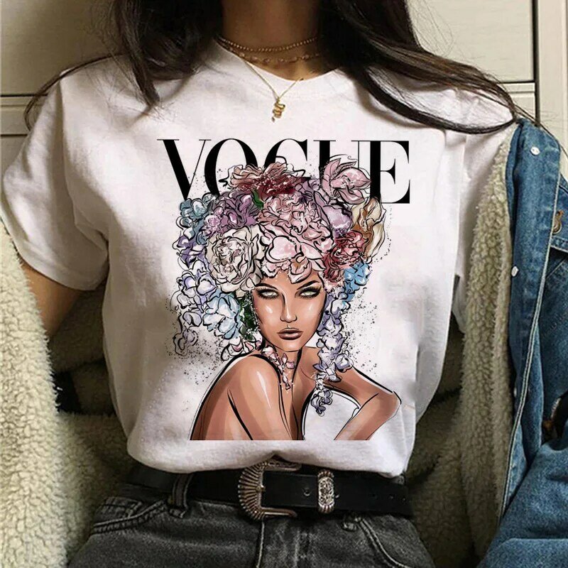 T-shirt surdimensionné Mode Princesse Imprimé T-shirt D'été T-shirts femme Décontracté Manches Courtes Chemise Vogue Hauts T-shirt Femme
