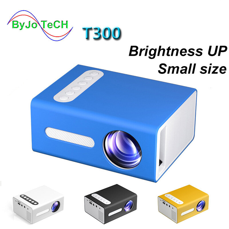 ByJoTeCH T300 LED 미니 프로젝터 지원 1080P 비디오 Proyector USB AV 휴대용 프로젝터 홈 미디어 오디오 플레이어 VS YG300