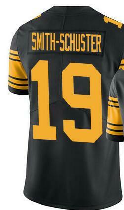 ที่กำหนดเอง Stitch สำหรับบุรุษสตรีเด็กเยาวชน JuJu Smith-Schuster สีดำสีเหลืองเสื้อฟุตบอลอเมริกันฟุตบอลนิว...