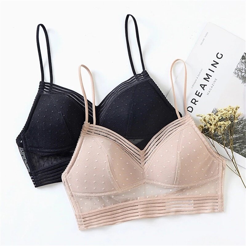 Sexy Seamless Bras For Women Plus Size Underwear Thin Lace Mesh U Backless Bralette Top Comfort Wireless Invisible Bra Lingerie