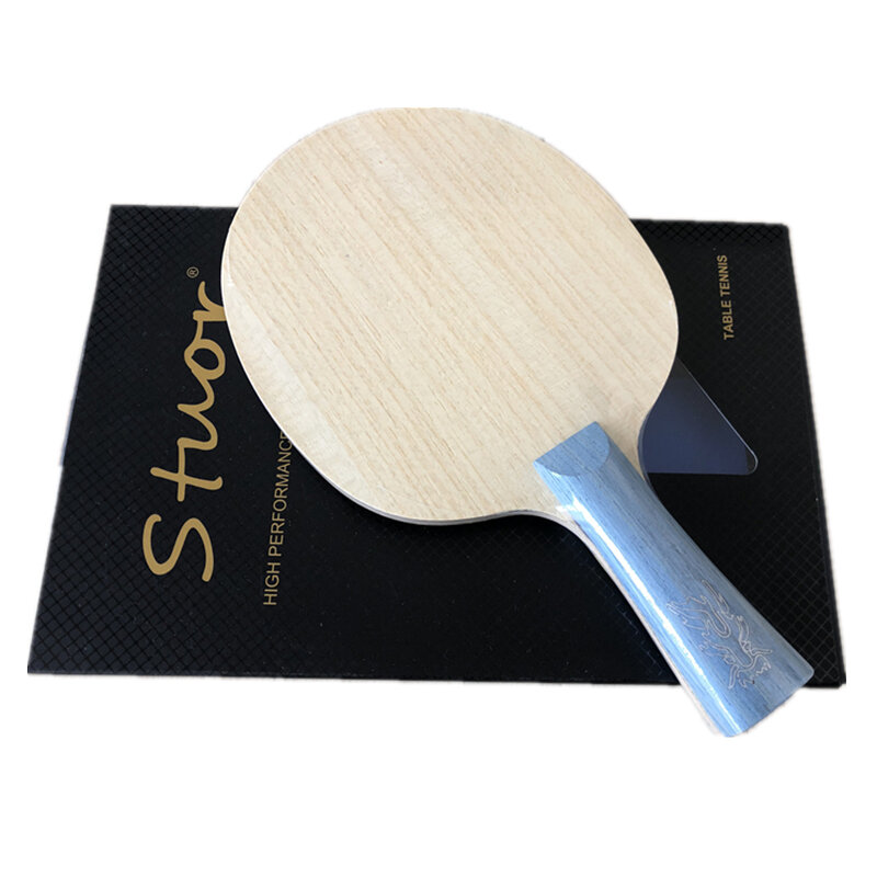 Stuor – raquette de tennis de table en carbone ALC, avec lame spéciale, double face, longue, 5 carbone, intérieur et bleu, pour ping-pong