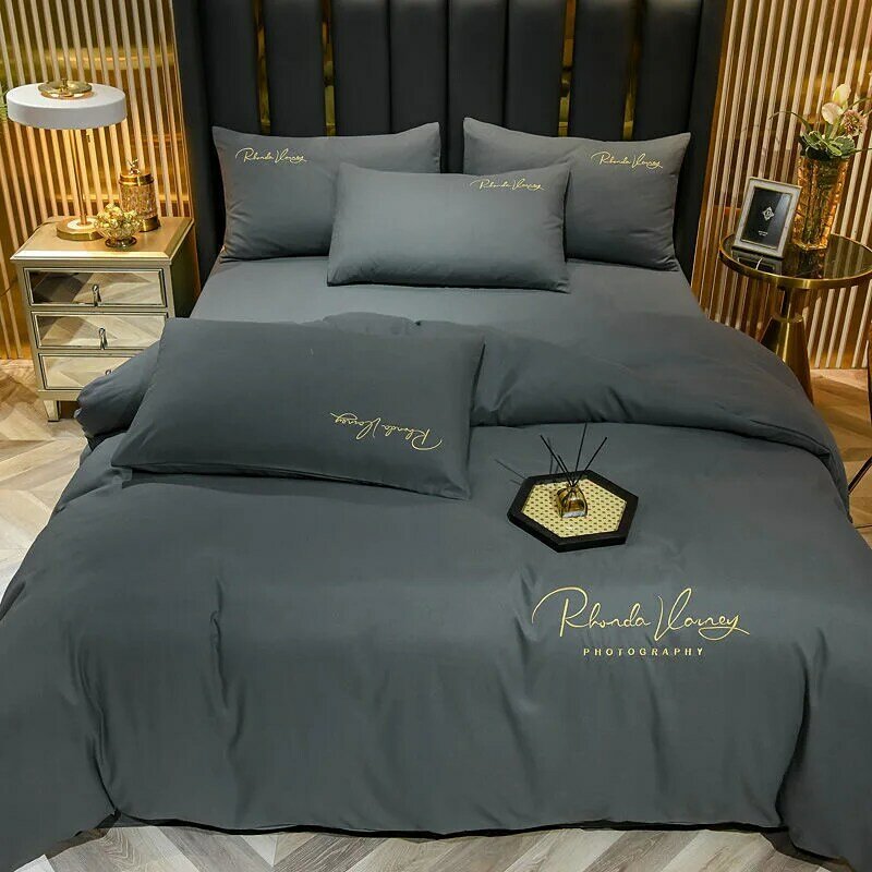 Solid Color Bedding Set Comfort Bed Linen Bedspread On The Bed 220X240CM Bed Sheets And Pillowcases 4PCS