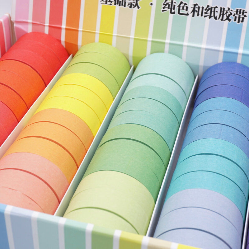 Cor do arco-íris cor sólida washi fita diy mão conta decoração fita adesivo promoção casamento decoração fita de papel