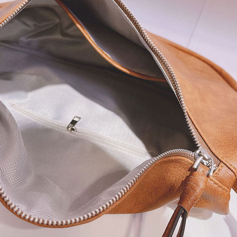 Retro กระเป๋า Crossbody ขนาดใหญ่สำหรับสตรีฤดูใบไม้ร่วงฤดูหนาวนุ่มหนังกระเป๋าสุภาพสตรียาวคู่กระเป๋...