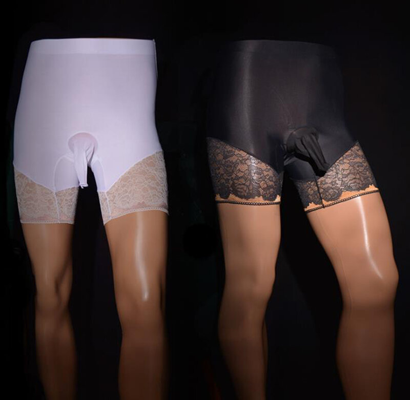 Hohe taille männer silica spitze boxer shorts öffnen schließen mantel slim fit eis seide homosexuell erotische sexy pouch unterwäsche