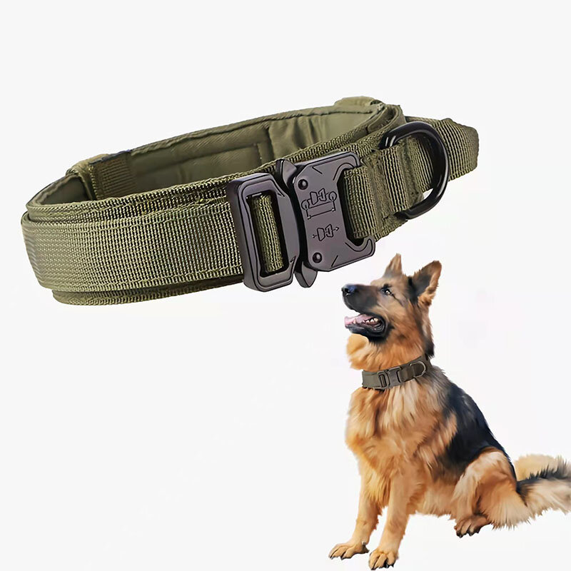 Coleira de cachorro tático coleira de animal de estimação ao ar livre tração militar grande e de médio porte cão adequado para coleira de cão ajustável