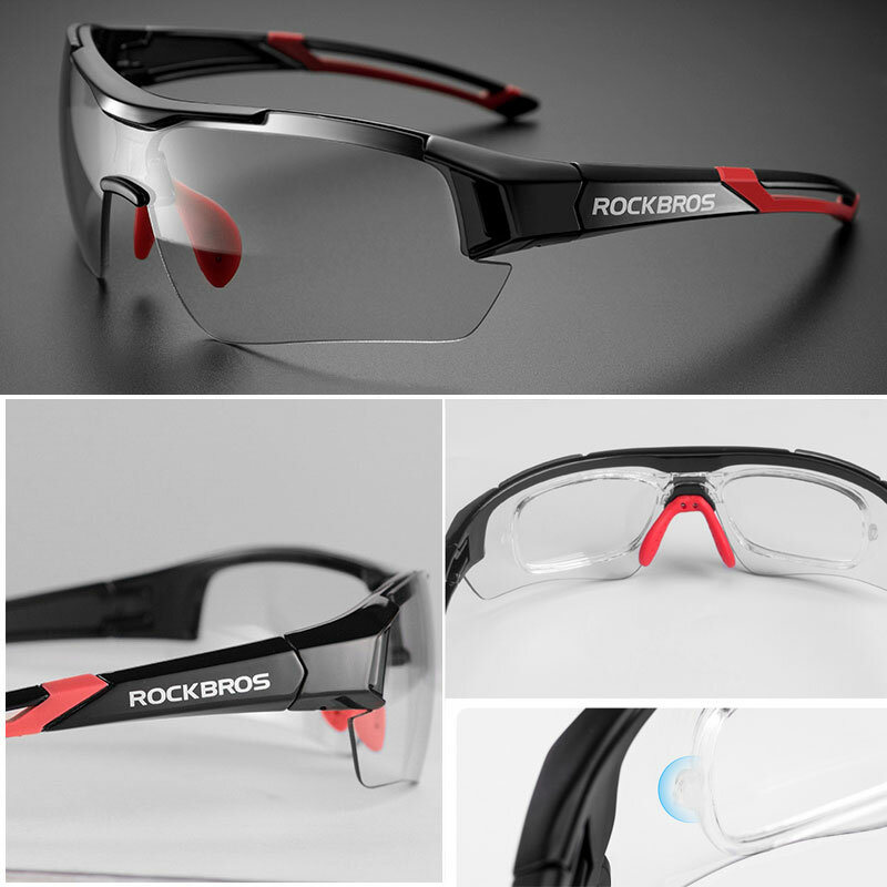 ROCKBROS Discoloration Cycling Glasses Windproof Goggles Myopia Sports Polarized Lenses for Men Women Outdoor Riding Equipment