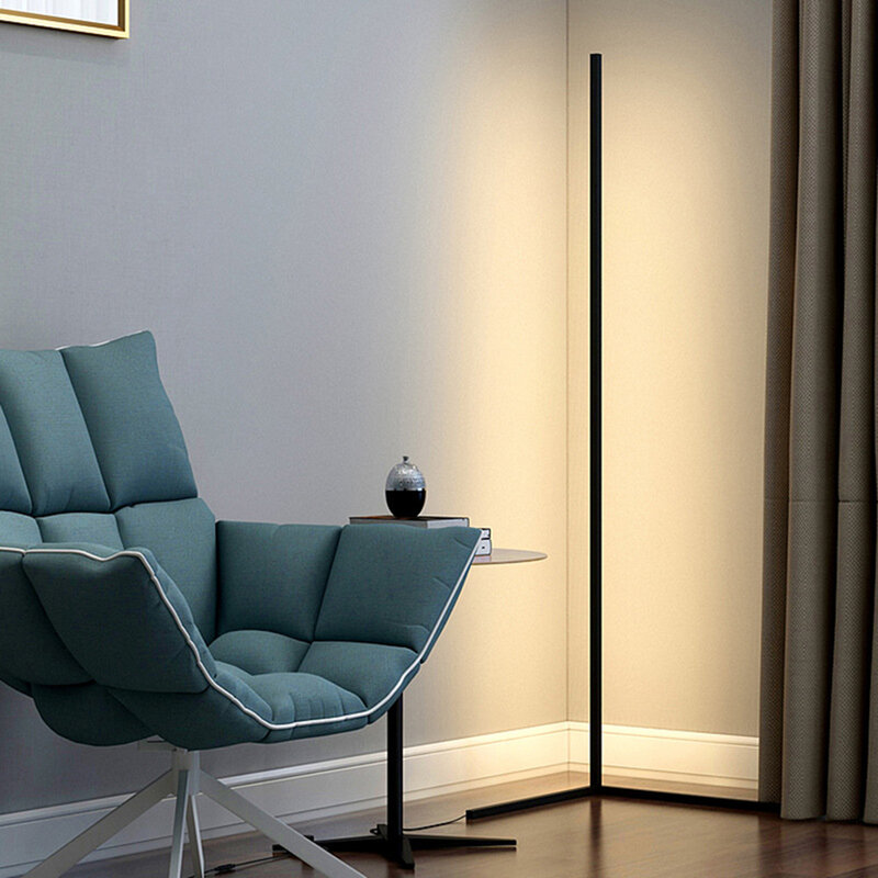 Lámpara de pie LED de estilo nórdico para interiores, luz de pie moderna y sencilla con barra de esquina, decoración artística de sala de estar, ambiente de dormitorio, luz nocturna de pie