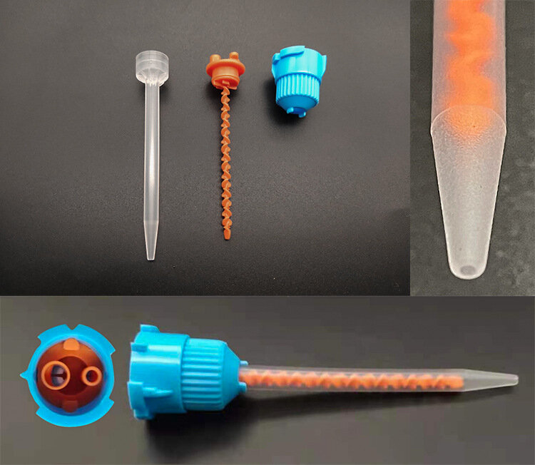 Cabeça misturadora dental em silicone descartável, 50 peças, azul 78mm 10:1, materiais odontologia de dentista, cabeça de mistura de borracha de silicone descartável