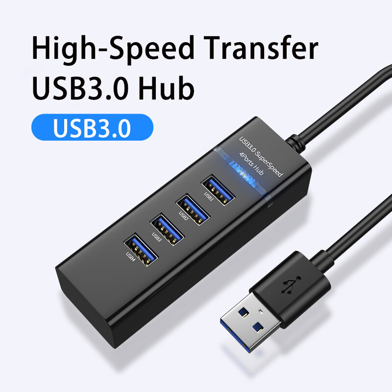 Usb3.0 hub 4 portas de alta velocidade usb divisor para discos rígidos usb flash drive mouse teclado estender adaptador laptops usb hub