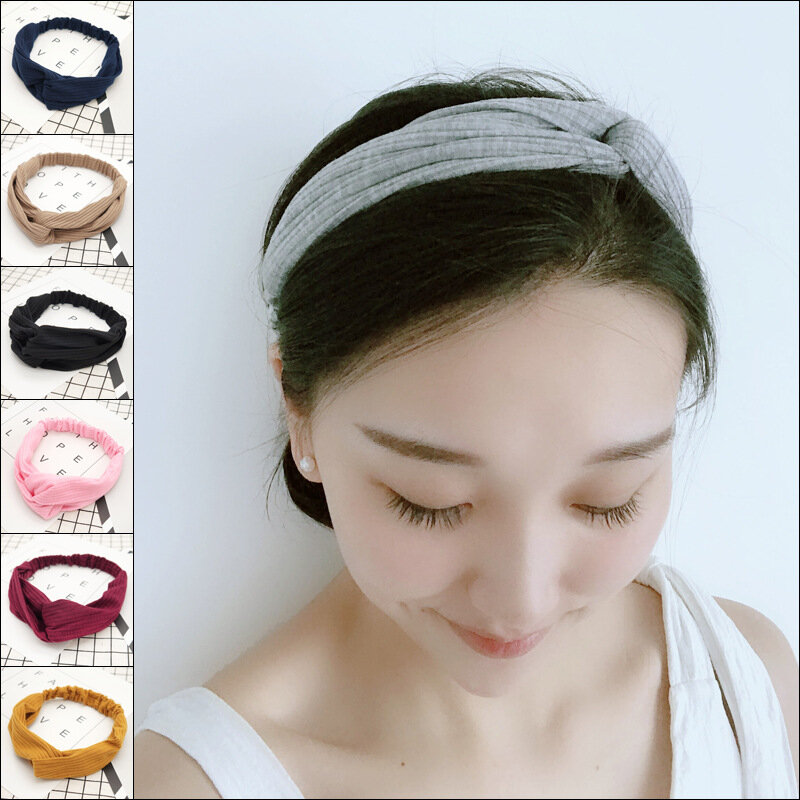 Hot Sales of The New Solid Color Cross Knitted Hair Belt Korean Style Women's Cross Hair Harness Hairband Wholesale