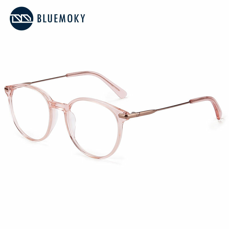 Bluemoky óculos redondos vintage, óculos de prescrição para mulheres, armação de óculos de miopia ótica, retrô, anti luz azul, óculos fotocrômicos