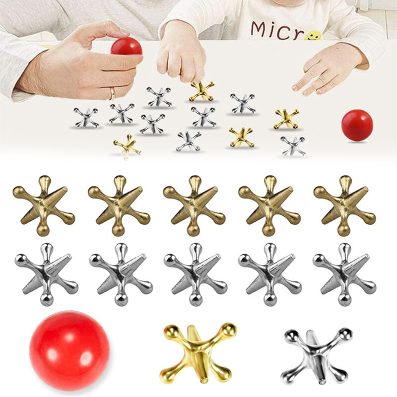 10PCS/Set Children Metal Educational Jacks Table Games Catcher Geostrophic Europe and America Traditional Desktop Toy Game